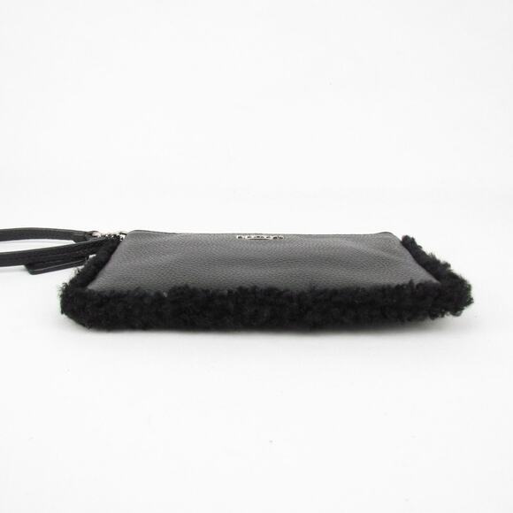 Coach Black Pebbled Leather Wristlet with Shearling Trim - Picture 6 of 7